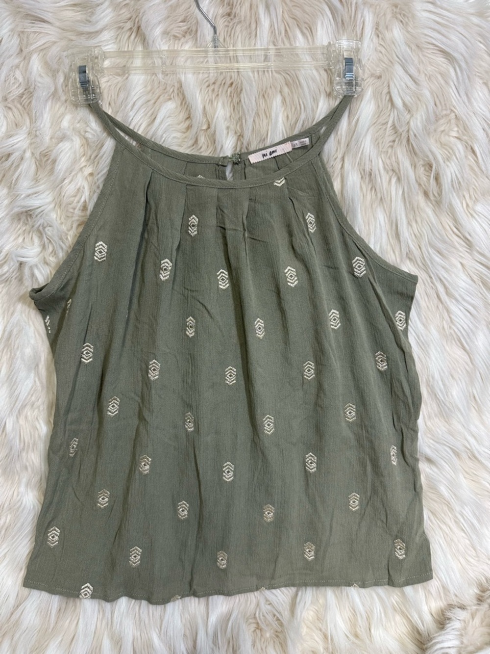 Francesca's Collections Olive Embroidered Halter Camisole